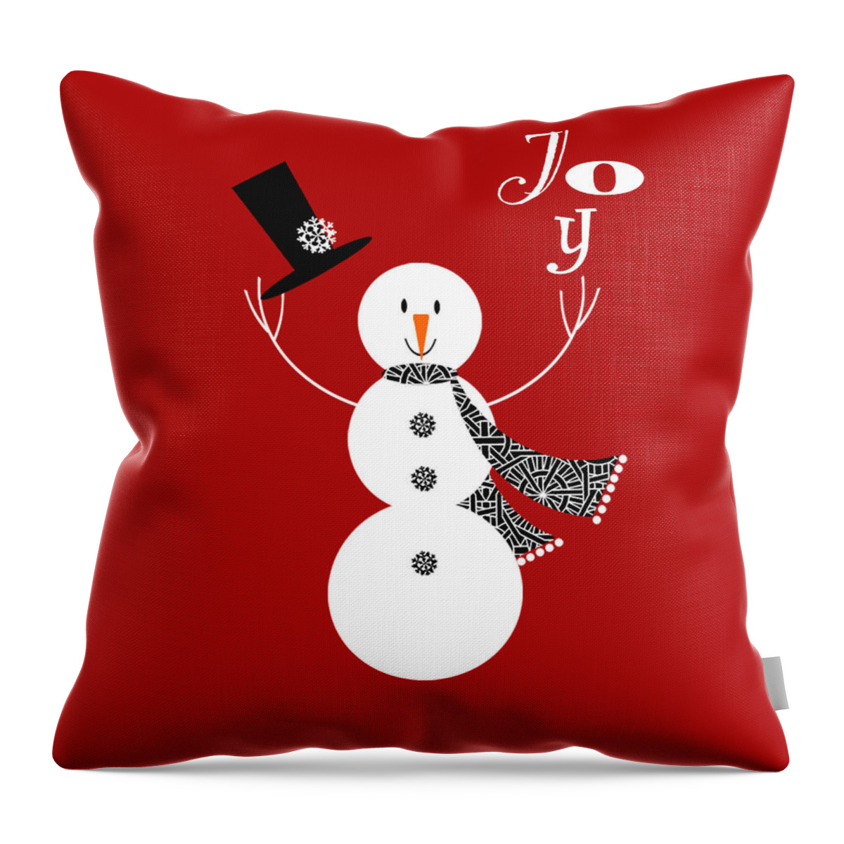 Snowman Throw Pillow featuring the digital art Joyful Snowman by Valerie Drake Lesiak