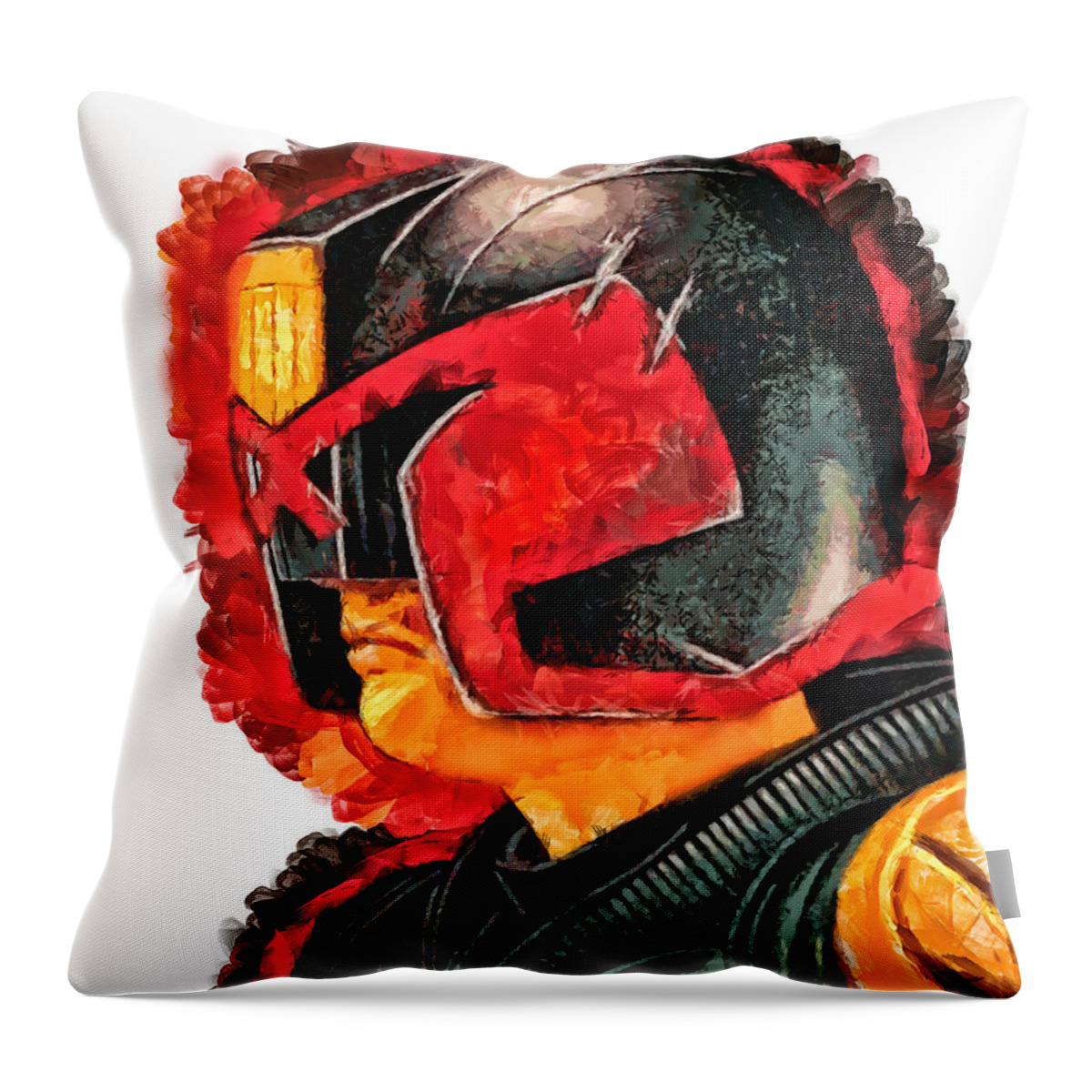 Midnight Streets Throw Pillow featuring the painting Judge Dredd by Joe Misrasi