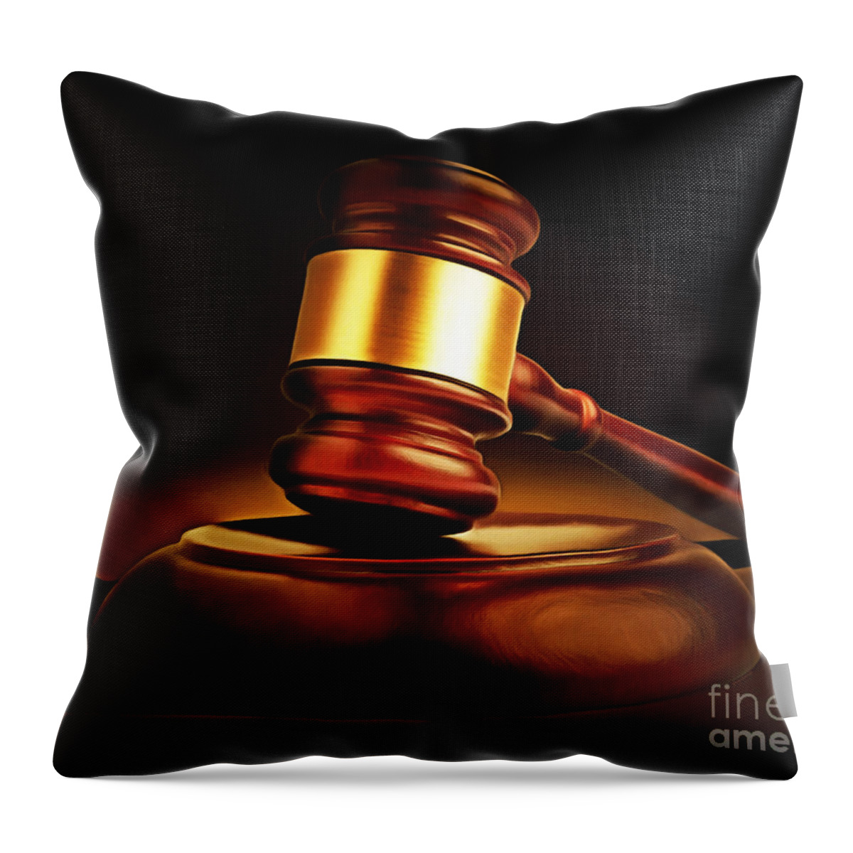 Gavel Throw Pillow featuring the photograph Judges Gavel 20150225 by Wingsdomain Art and Photography