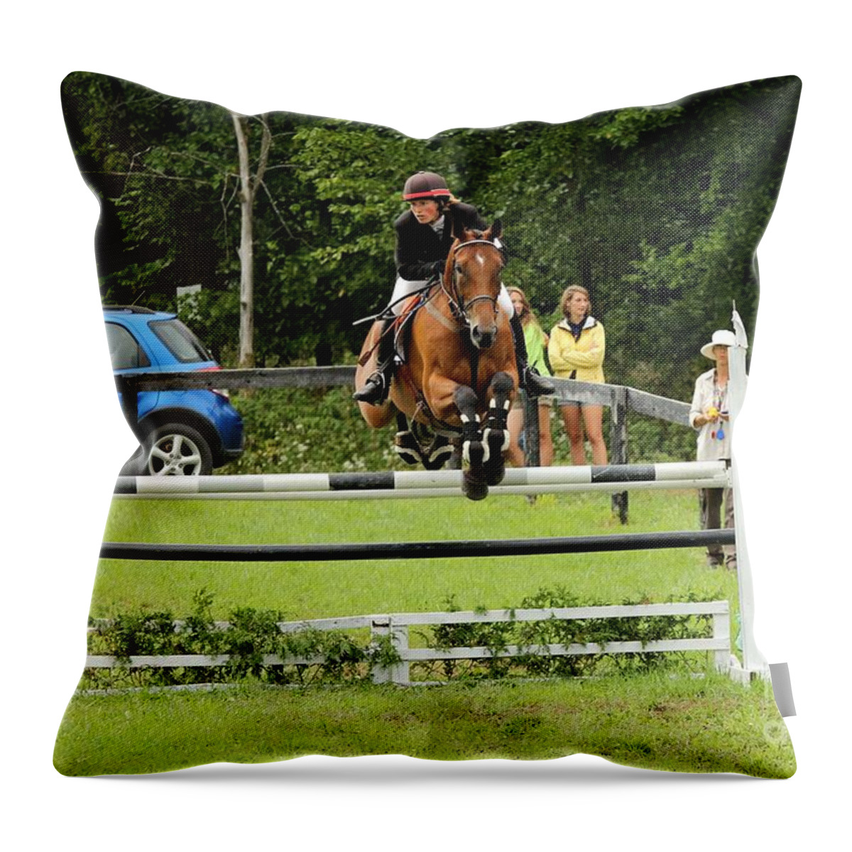 Horse Throw Pillow featuring the photograph Jumping Eventer by Janice Byer