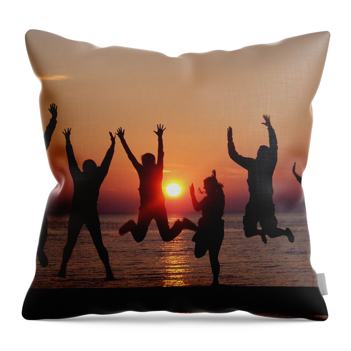 Sunset Throw Pillow featuring the photograph Jumping for Joy by David T Wilkinson