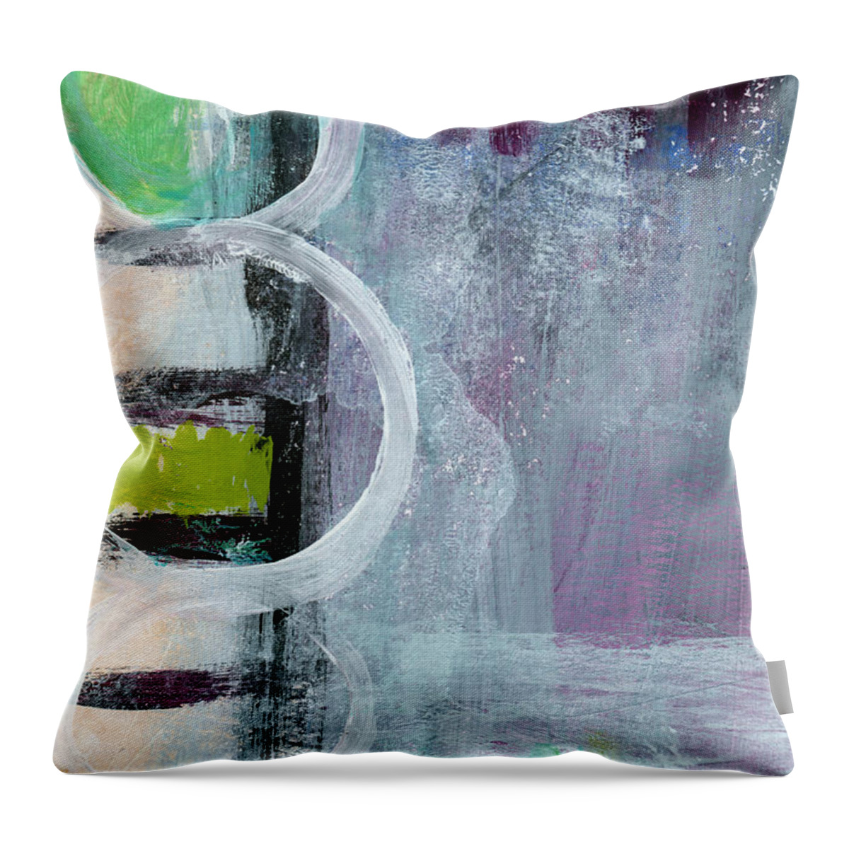 Purple Abstract Throw Pillow featuring the painting Junction- Abstract Expressionist Art by Linda Woods