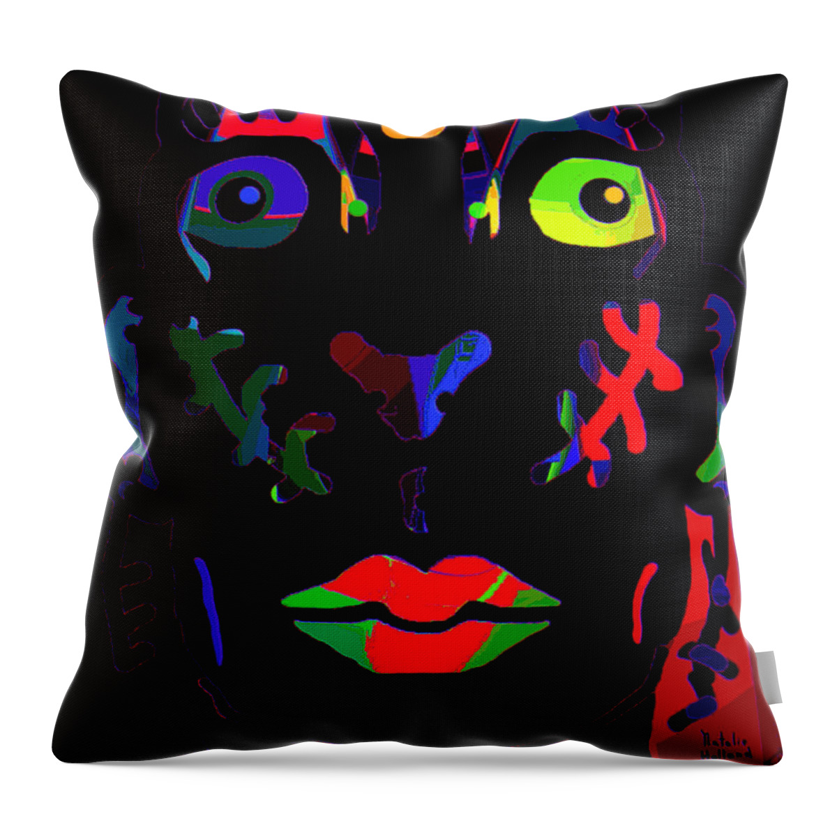 Jungle Man Throw Pillow featuring the mixed media Jungle Man by Natalie Holland
