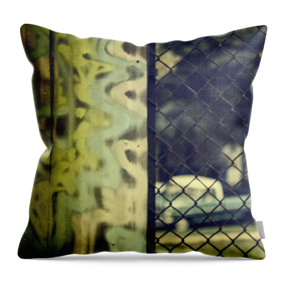 Graffiti Throw Pillow featuring the photograph Junk Yard by Margie Hurwich