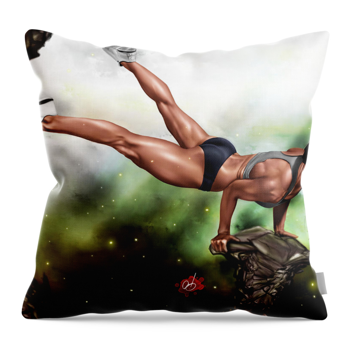 Fitness Throw Pillow featuring the painting Just Because I Can by Pete Tapang