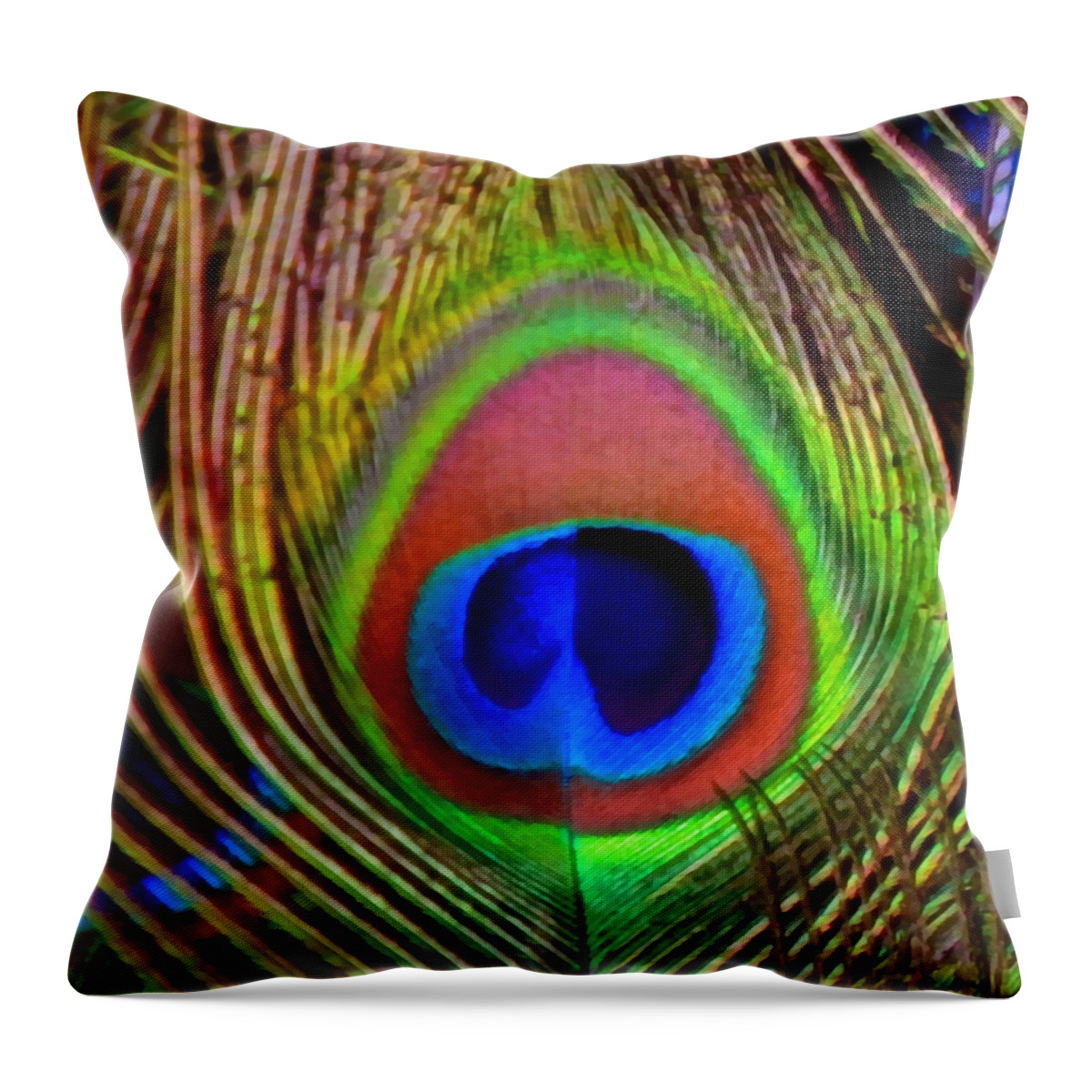 Large Throw Pillow featuring the mixed media Just One Tail Feather by Angelina Tamez