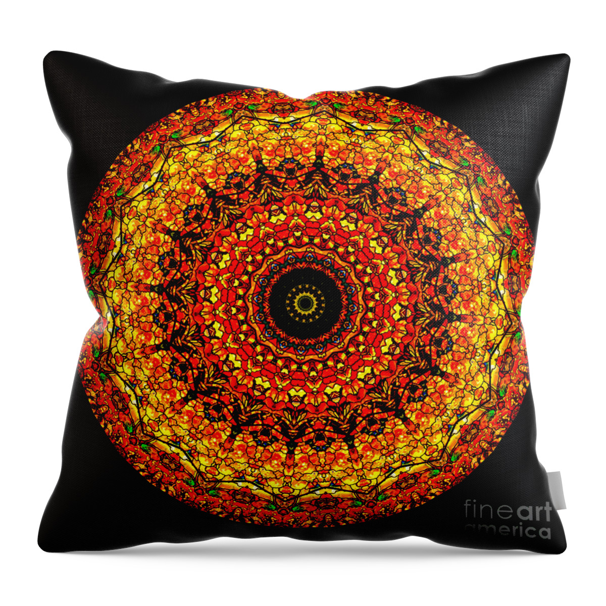 Abstract Throw Pillow featuring the photograph Kaleidoscope Stained Glass Window Series by Amy Cicconi