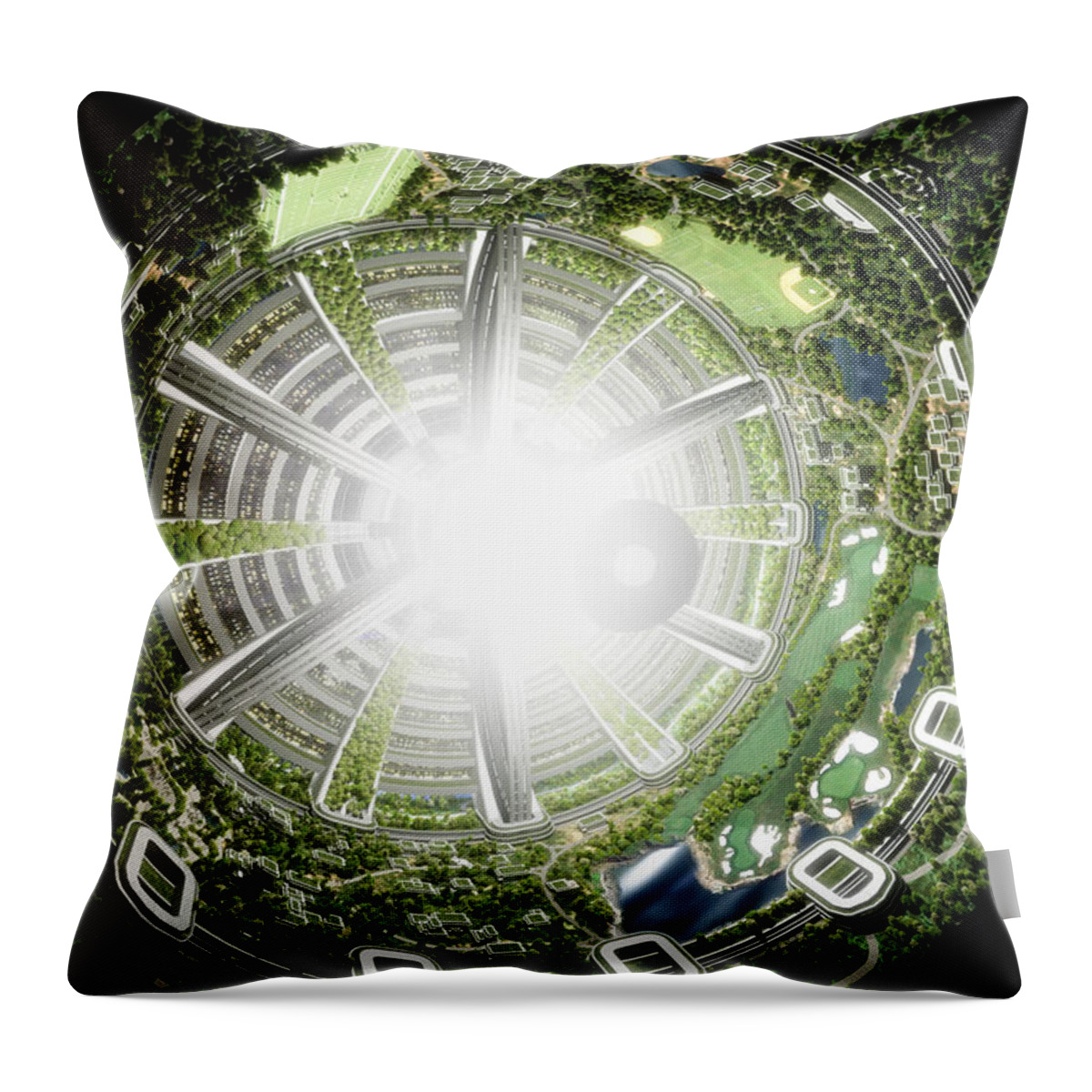 Kalpana One Throw Pillow featuring the digital art Kalpana One Space Station Section by Bryan Versteeg