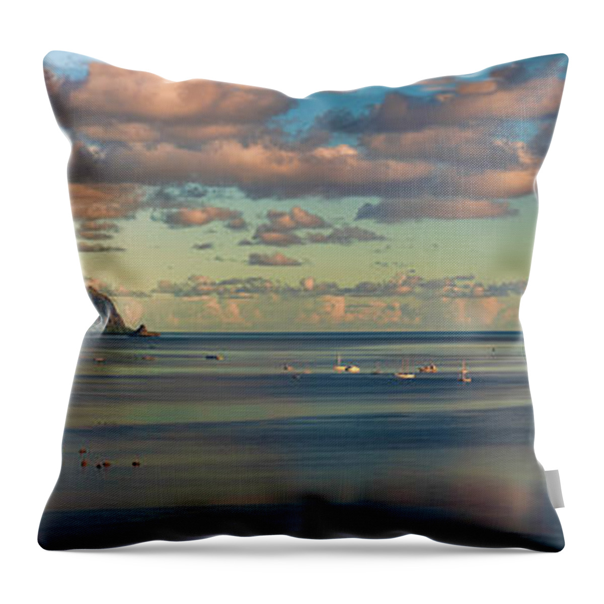 Hawaii Throw Pillow featuring the photograph Kaneohe Bay Panorama Mural by Dan McManus
