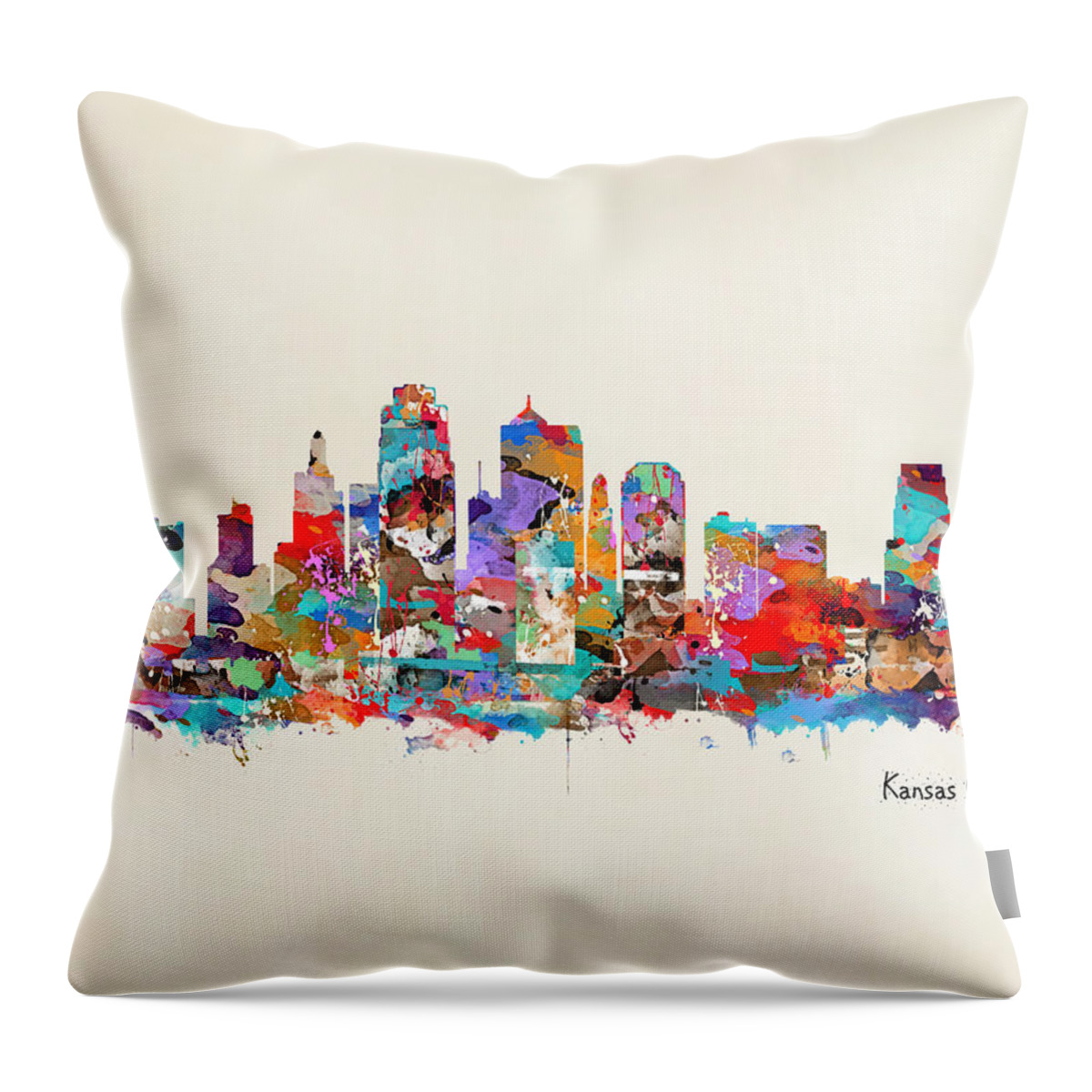 Kansas City Missouri Throw Pillow featuring the painting Kansas City Missouri by Bri Buckley