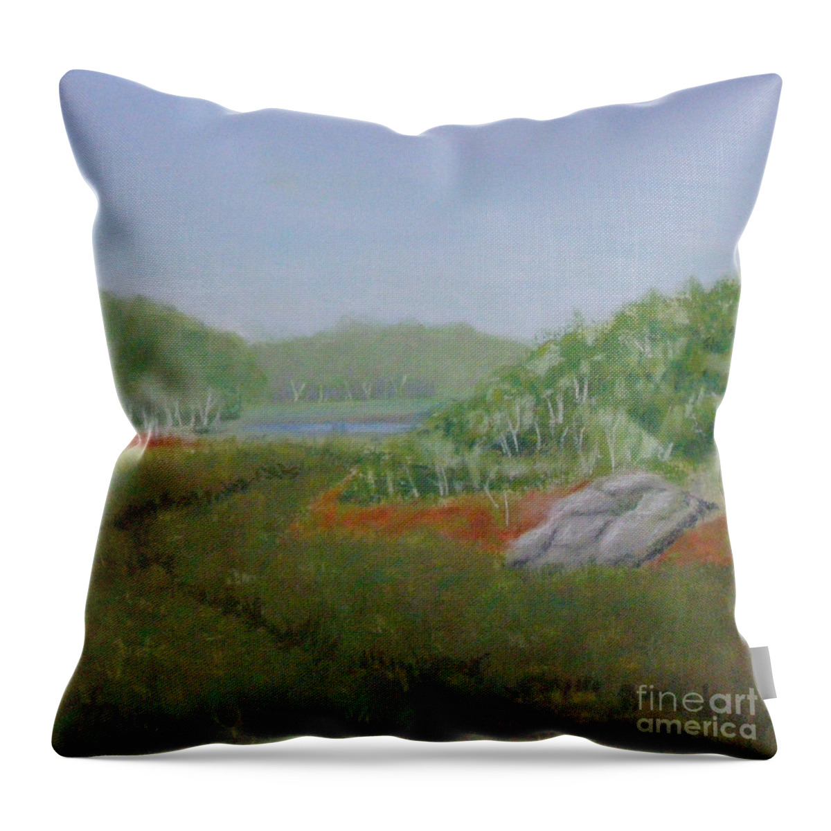 Landscape Throw Pillow featuring the painting Kantola Swamp by Lynn Quinn
