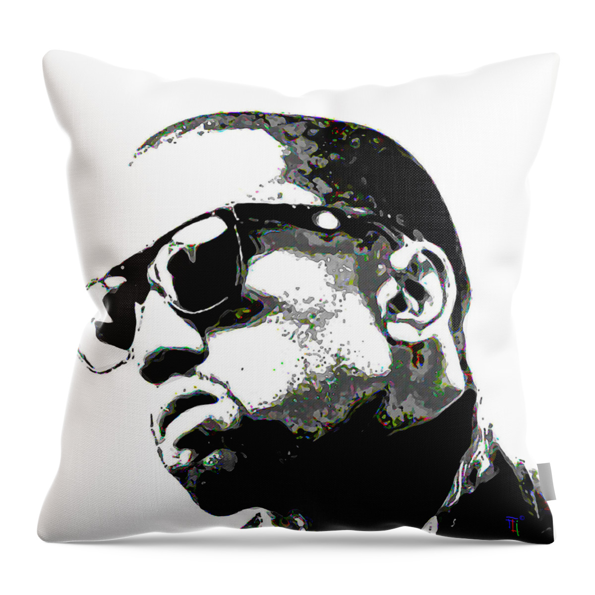 Face Throw Pillow featuring the painting Kanye West by Fli Art