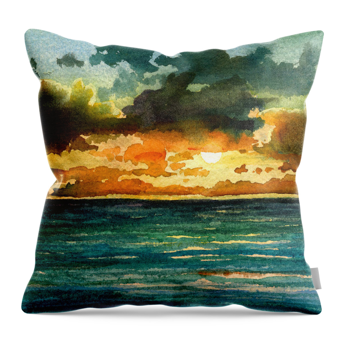 Sunrise Throw Pillow featuring the painting Kapaa Sunrise by Lynda Hoffman-Snodgrass