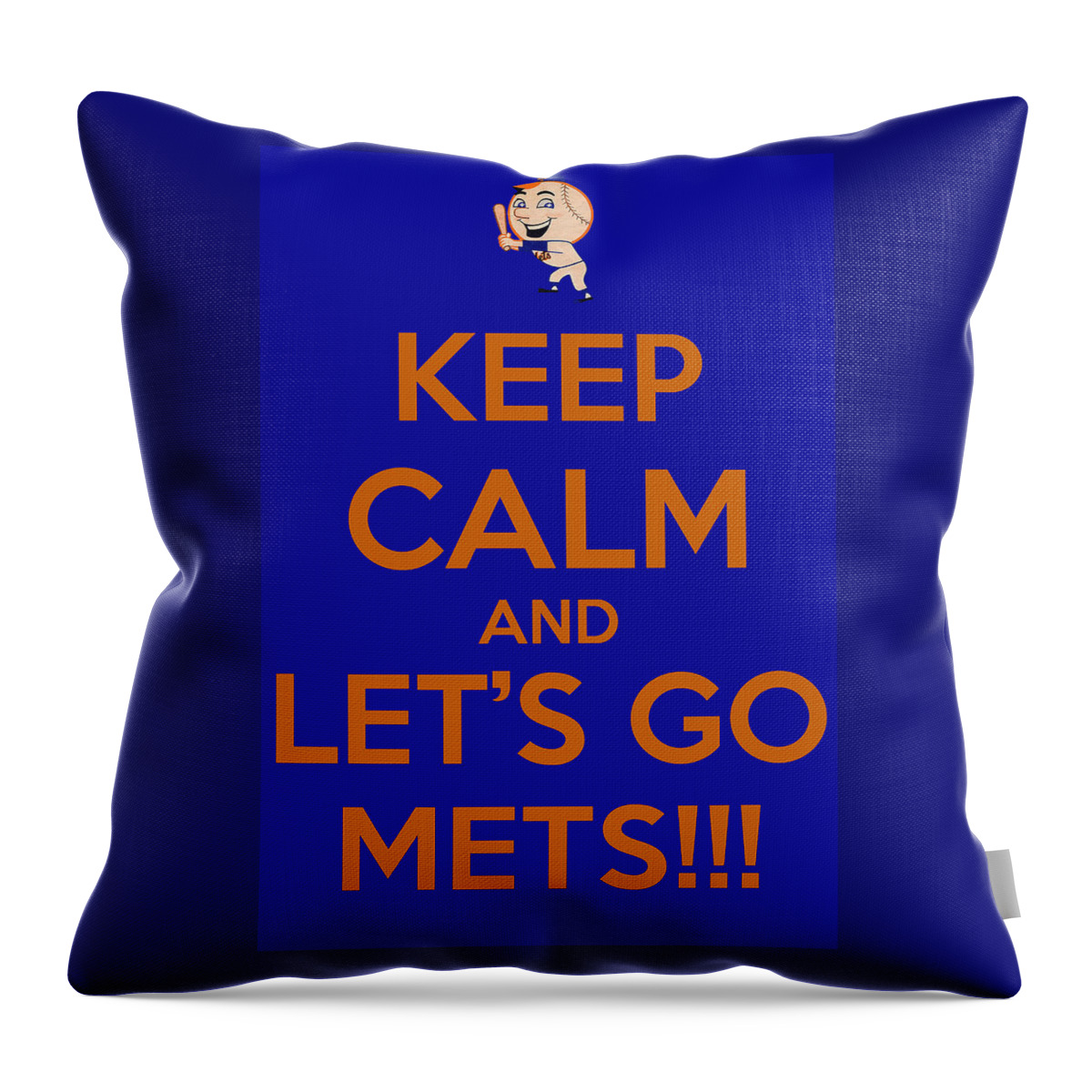 New York Mets Throw Pillow featuring the photograph Keep Calm and Lets Go Mets by James Kirkikis