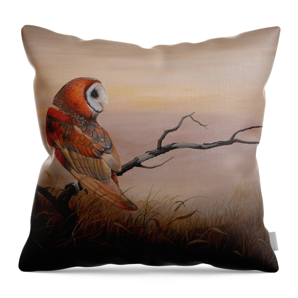 Barn Owl Throw Pillow featuring the painting Keeper of Dreams by Charles Owens