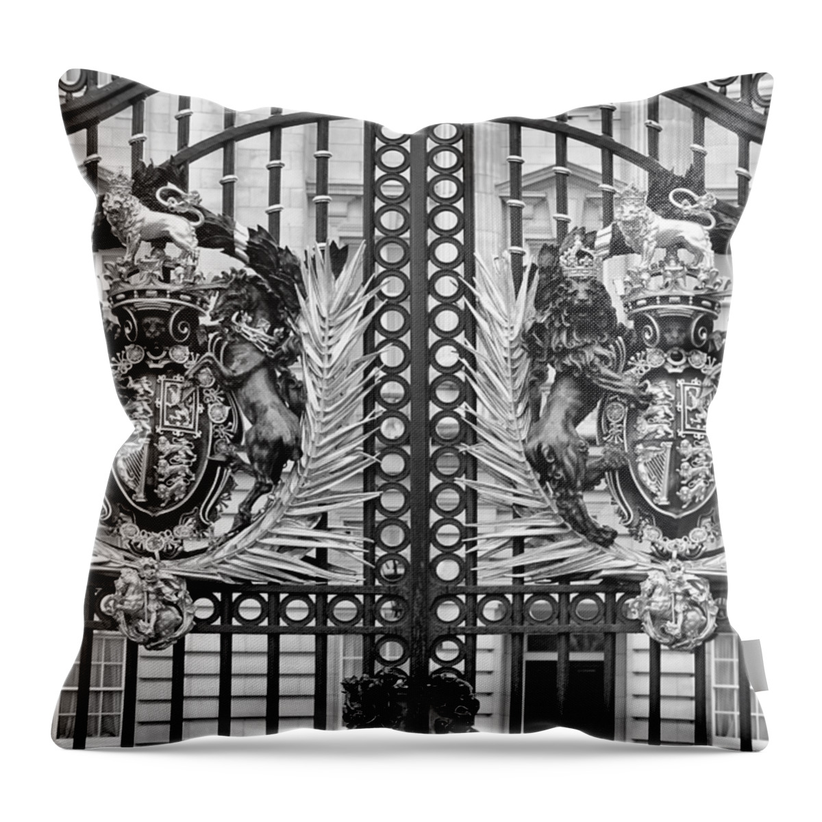 Black And White Throw Pillow featuring the photograph Keepers of the Gate BW by Christi Kraft