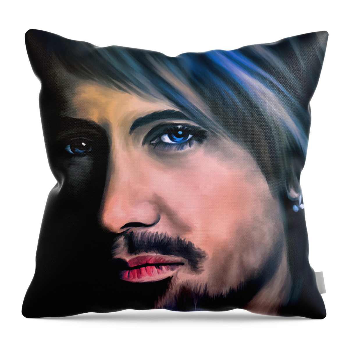 Face Throw Pillow featuring the painting Keith by Andrzej Szczerski