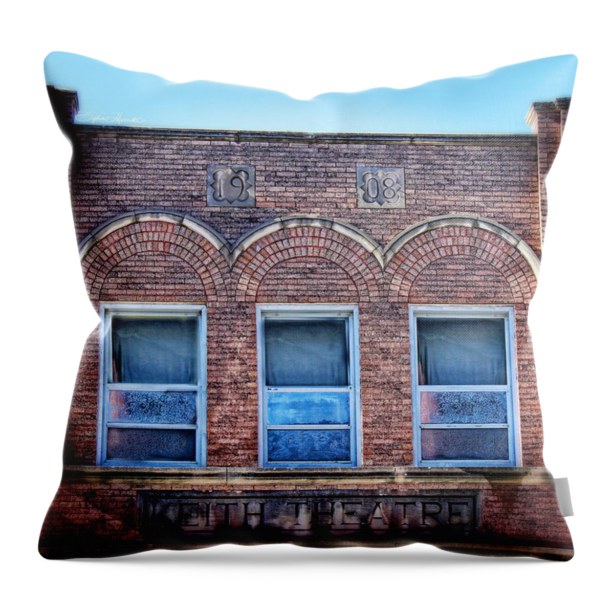 Keith Theater Throw Pillow featuring the photograph Keith Theater by Sylvia Thornton