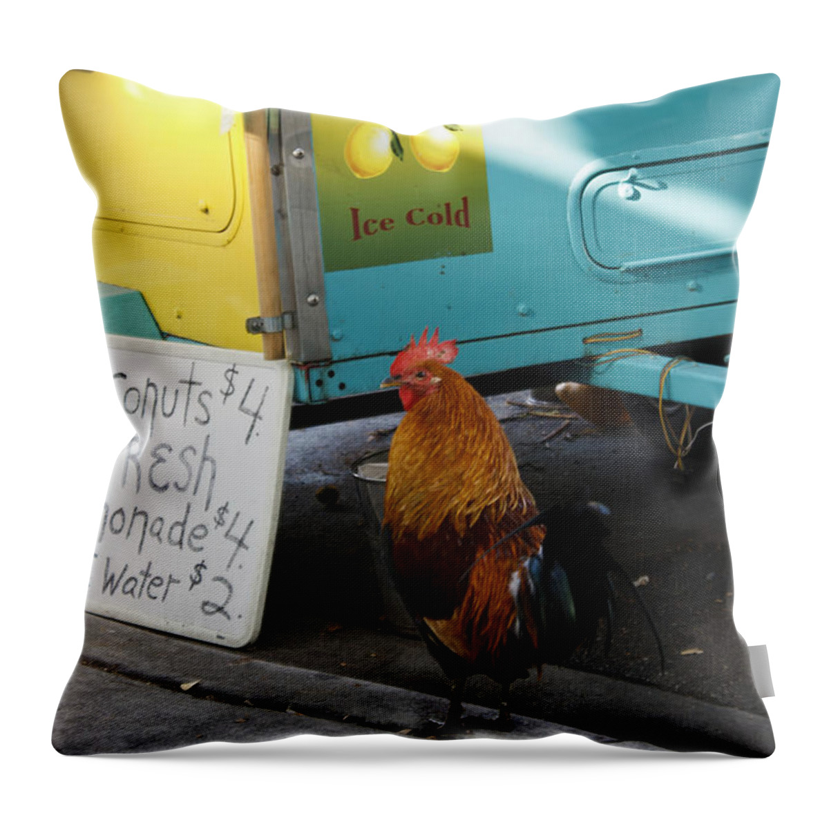 Florida Throw Pillow featuring the photograph Key West - Rooster Making a Living by Ronald Reid