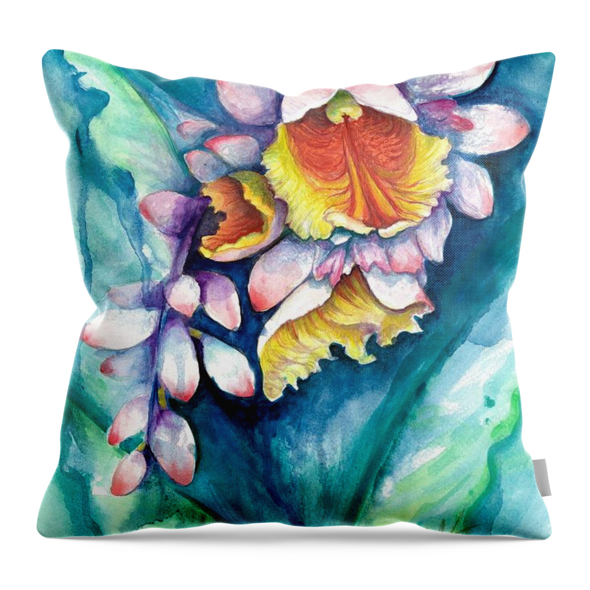  Key West Throw Pillow featuring the painting Key West Ginger by Ashley Kujan