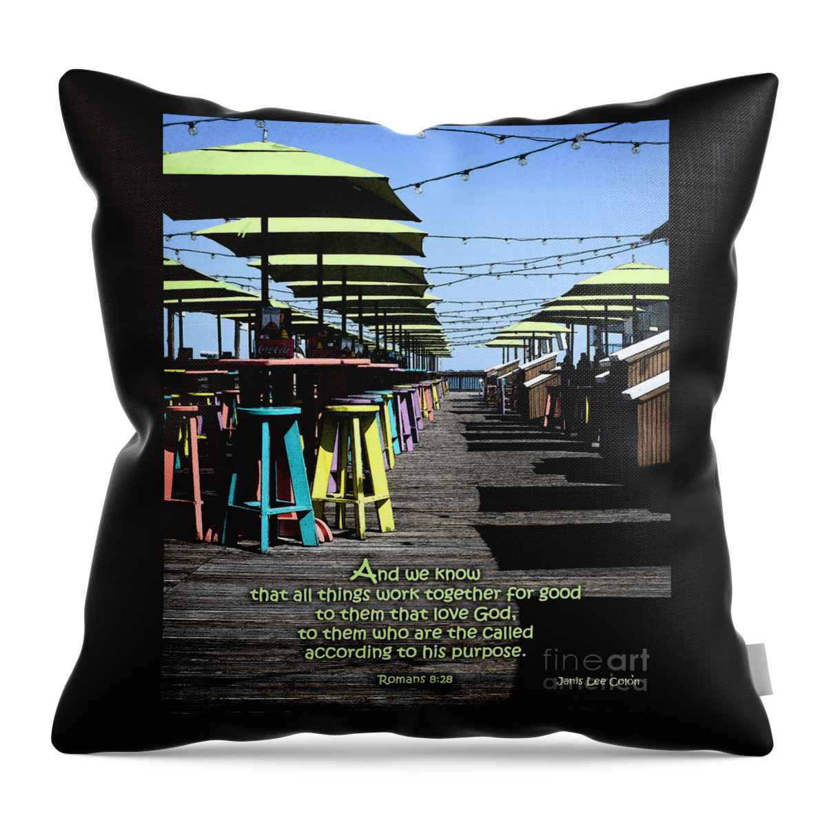 Key West Throw Pillow featuring the photograph Key West Pier Romans 8 by Janis Lee Colon