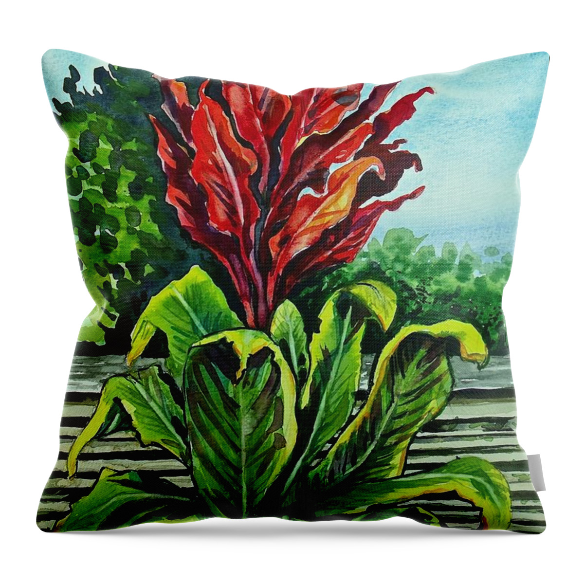 Watercolor Throw Pillow featuring the painting Kim Dracena by Lynne Haines