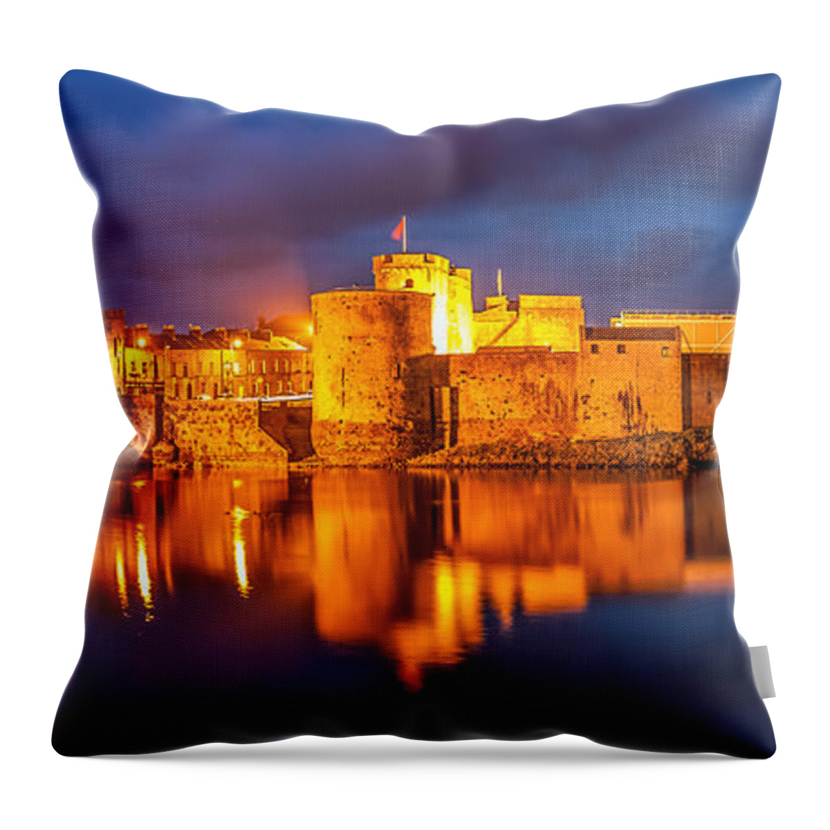 Ireland Throw Pillow featuring the photograph King John's castle on the River Shannon by Pierre Leclerc Photography