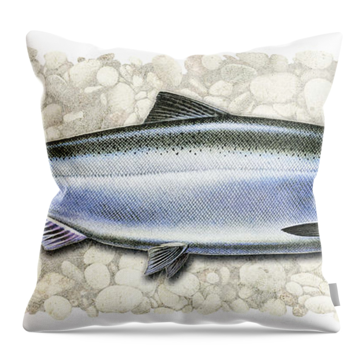 King Throw Pillow featuring the painting King Salmon by JQ Licensing