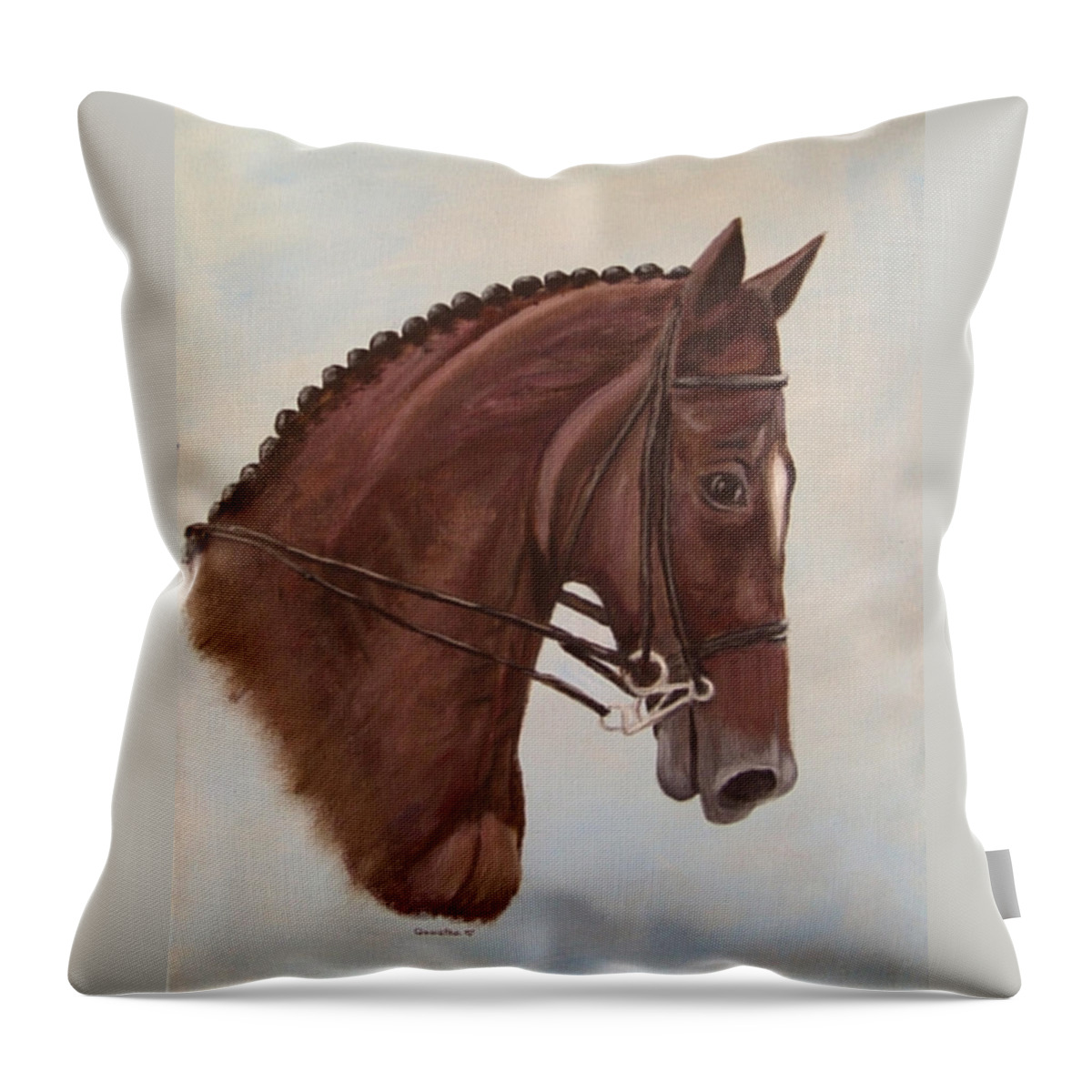 Horse Throw Pillow featuring the painting Kingd'Azur by Quwatha Valentine
