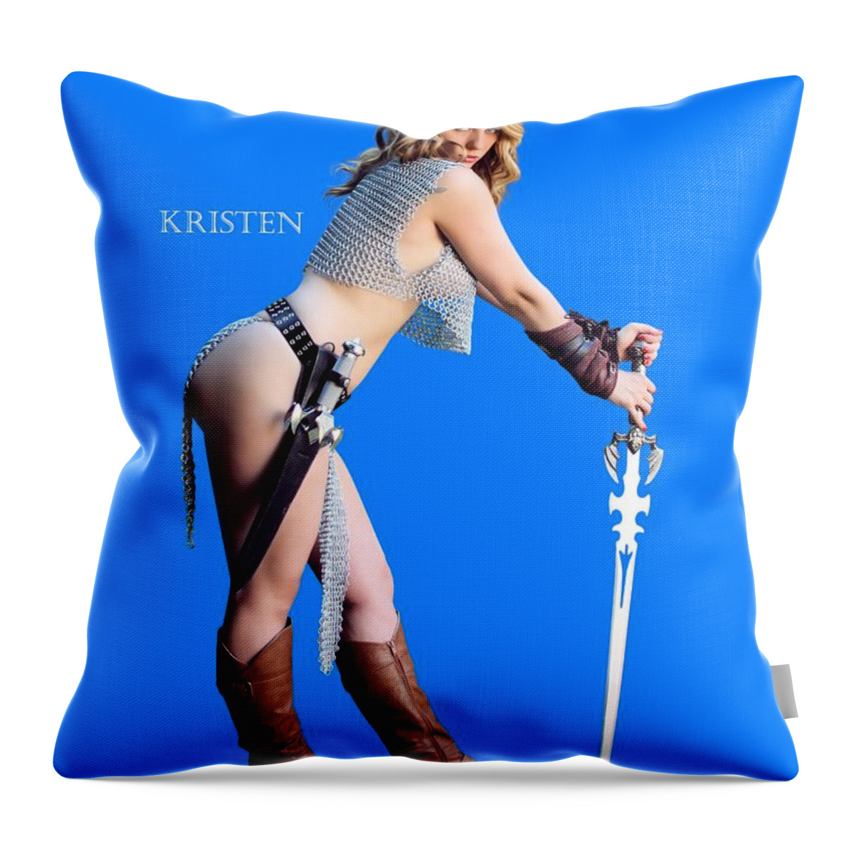 Pinup Throw Pillow featuring the photograph Kirsten Vgirl PinUp by Jon Volden