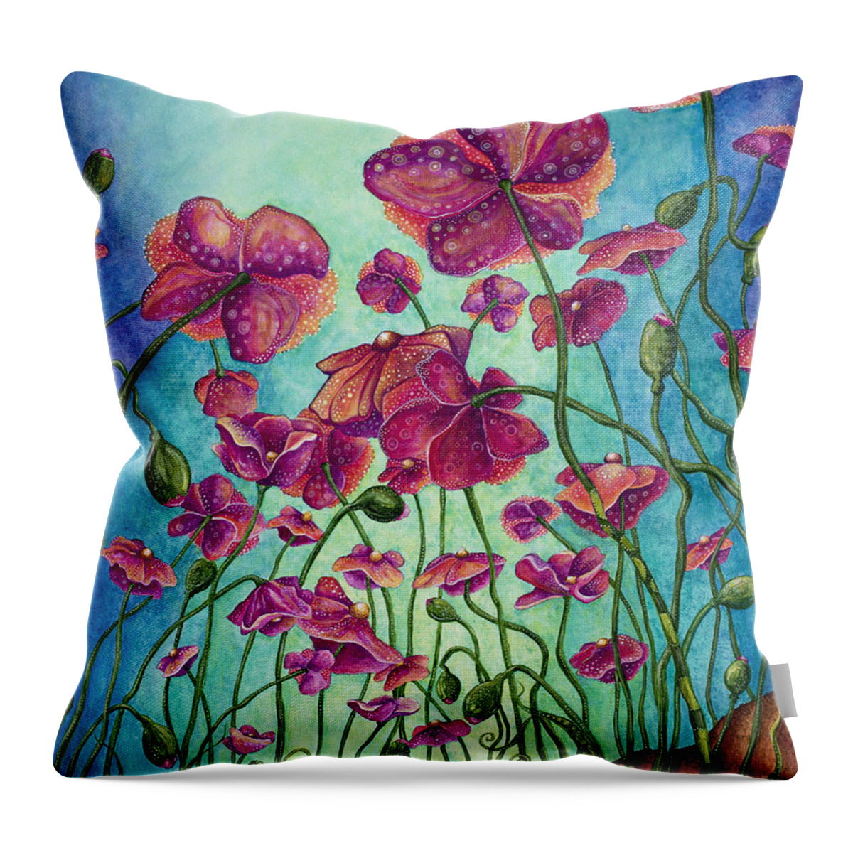 Floral Throw Pillow featuring the painting Kissed by the Sun by Tanielle Childers