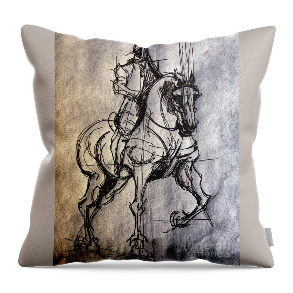 Knight Throw Pillow featuring the drawing Knight by Daliana Pacuraru