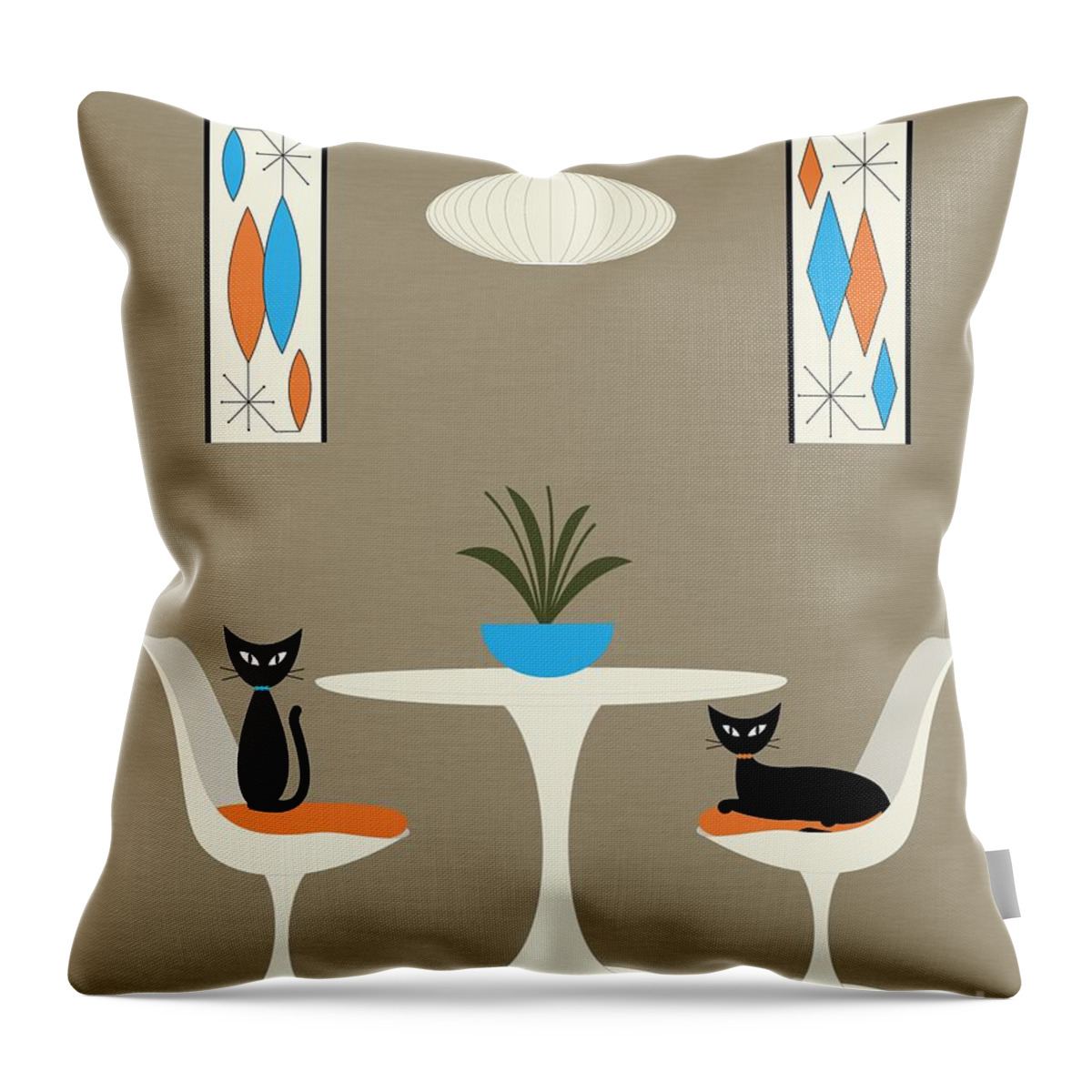 Mid-century Modern Throw Pillow featuring the digital art Knoll Table by Donna Mibus