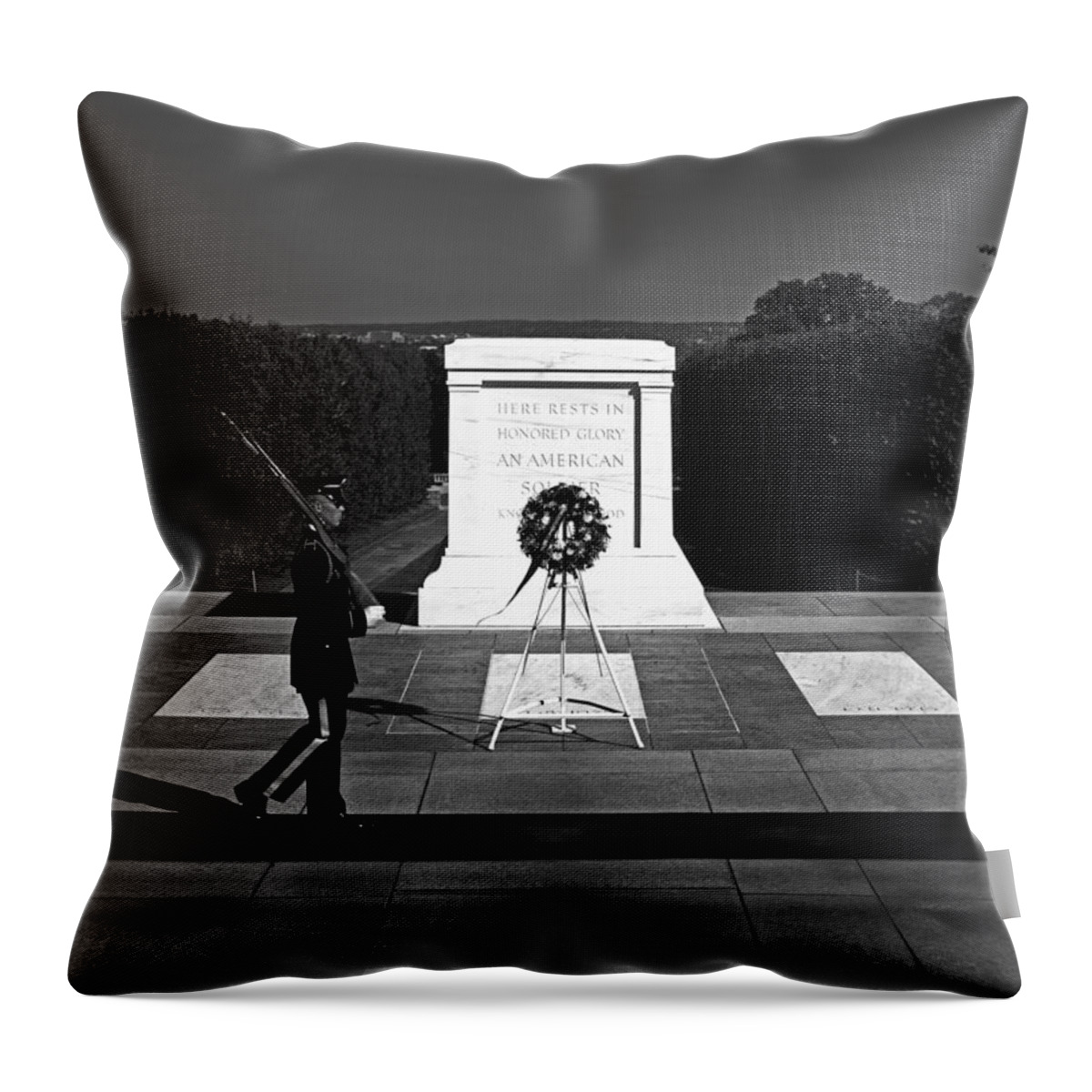 Tomb Of The Unknown Soldier Throw Pillow featuring the photograph Known Only To God by Mountain Dreams