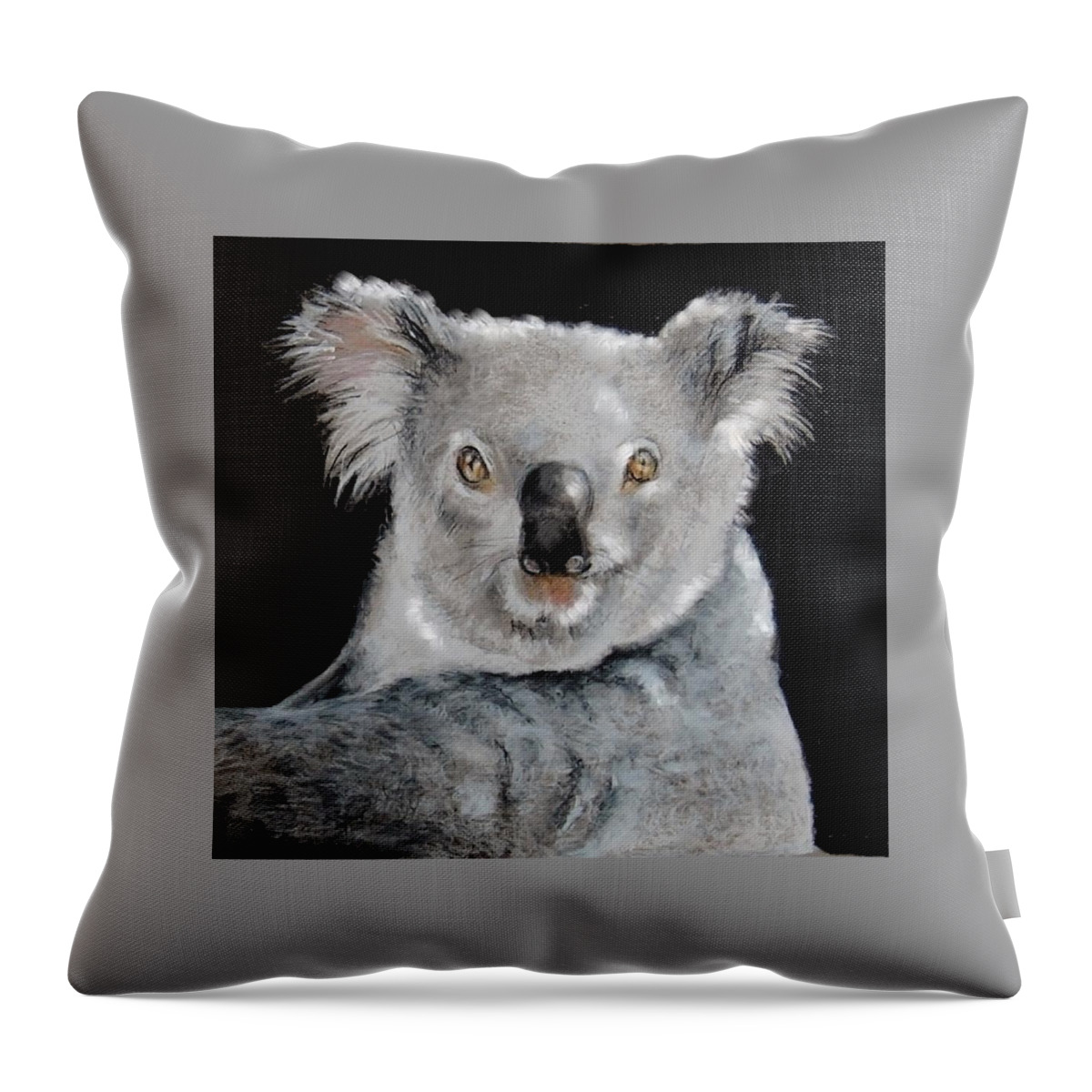 Koala Throw Pillow featuring the drawing Koala by Jean Cormier