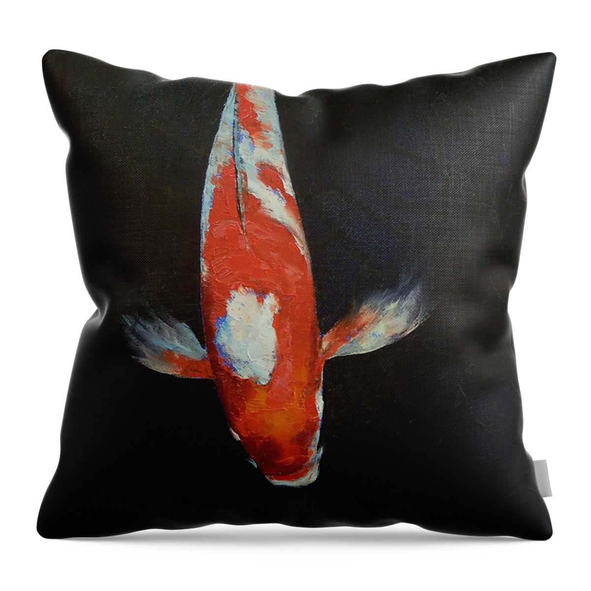 Black Throw Pillow featuring the painting Koi by Michael Creese