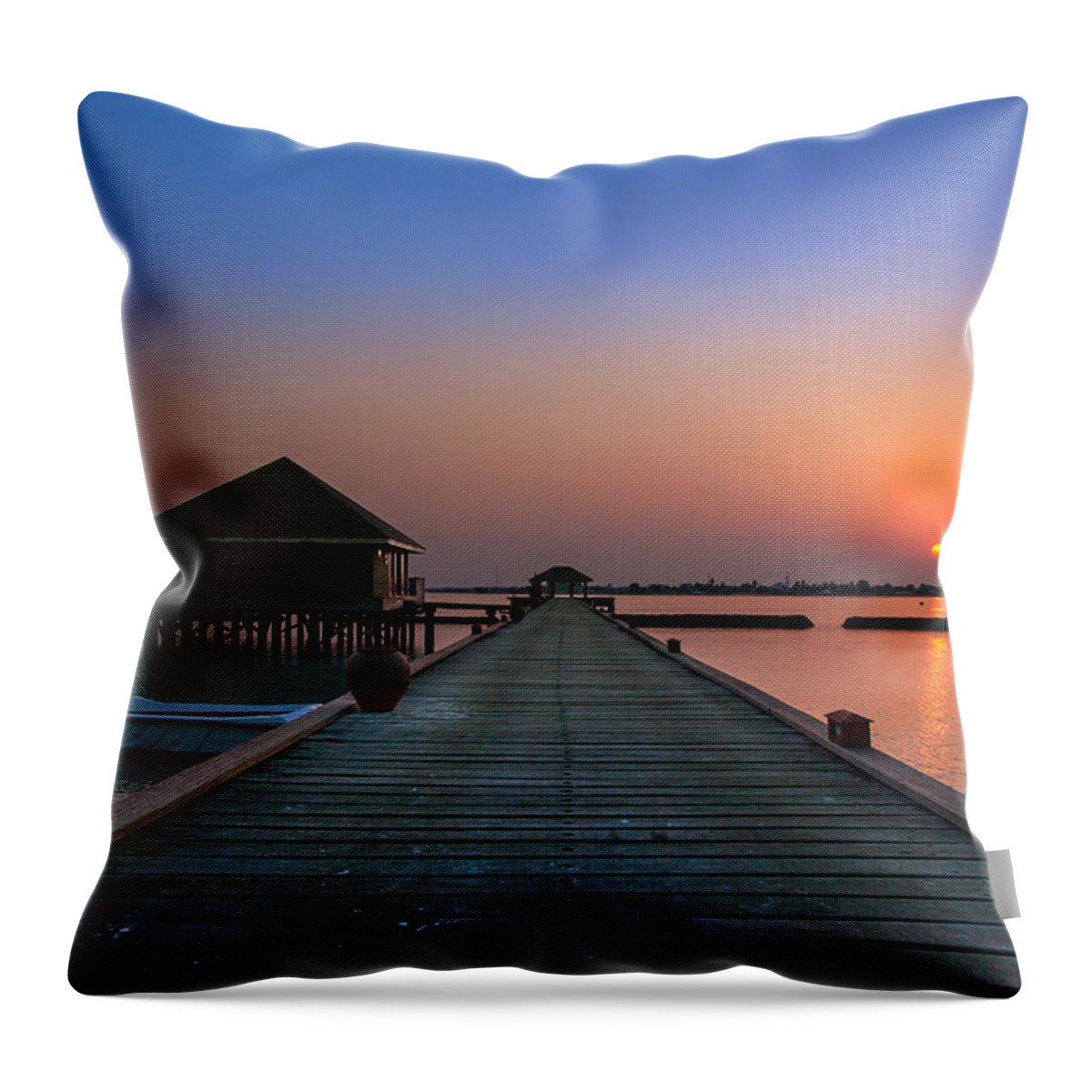 Maldives Throw Pillow featuring the photograph Komandoo Sunset by Ian Good
