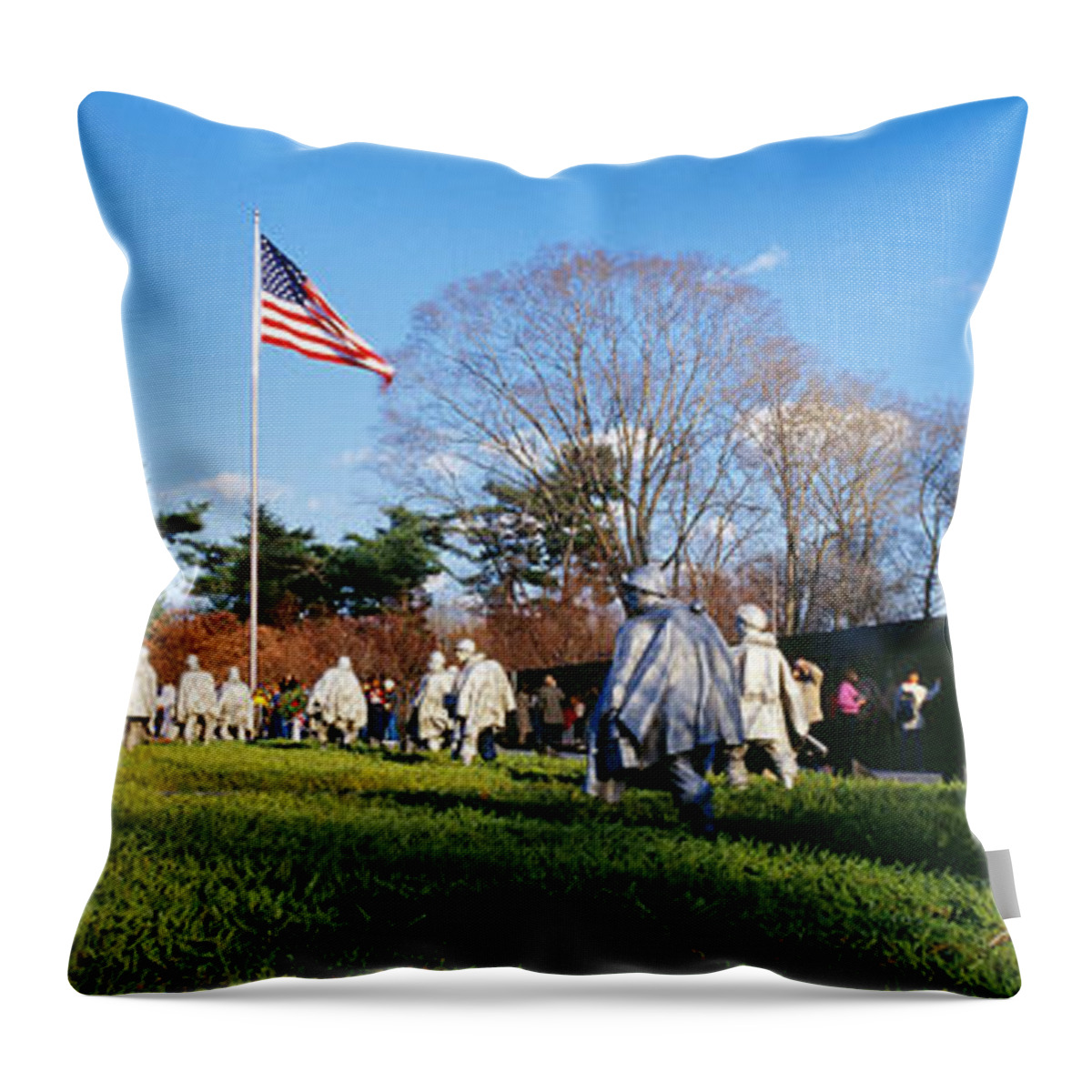 Photography Throw Pillow featuring the photograph Korean Veterans Memorial Washington Dc by Panoramic Images