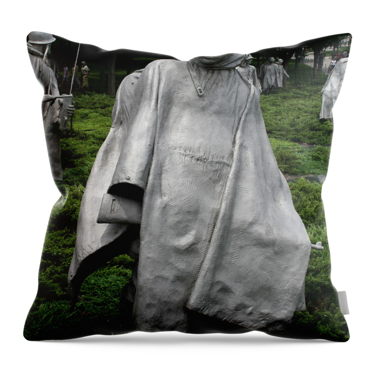 Sculpture Throw Pillow featuring the photograph Korean War Veterans Memorial 2 by Jim Gillen