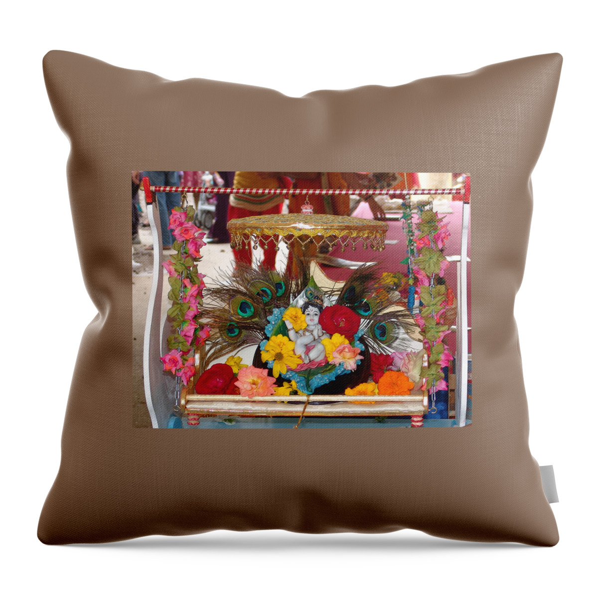 Krishna Throw Pillow featuring the photograph Krishna by Ashok Patel