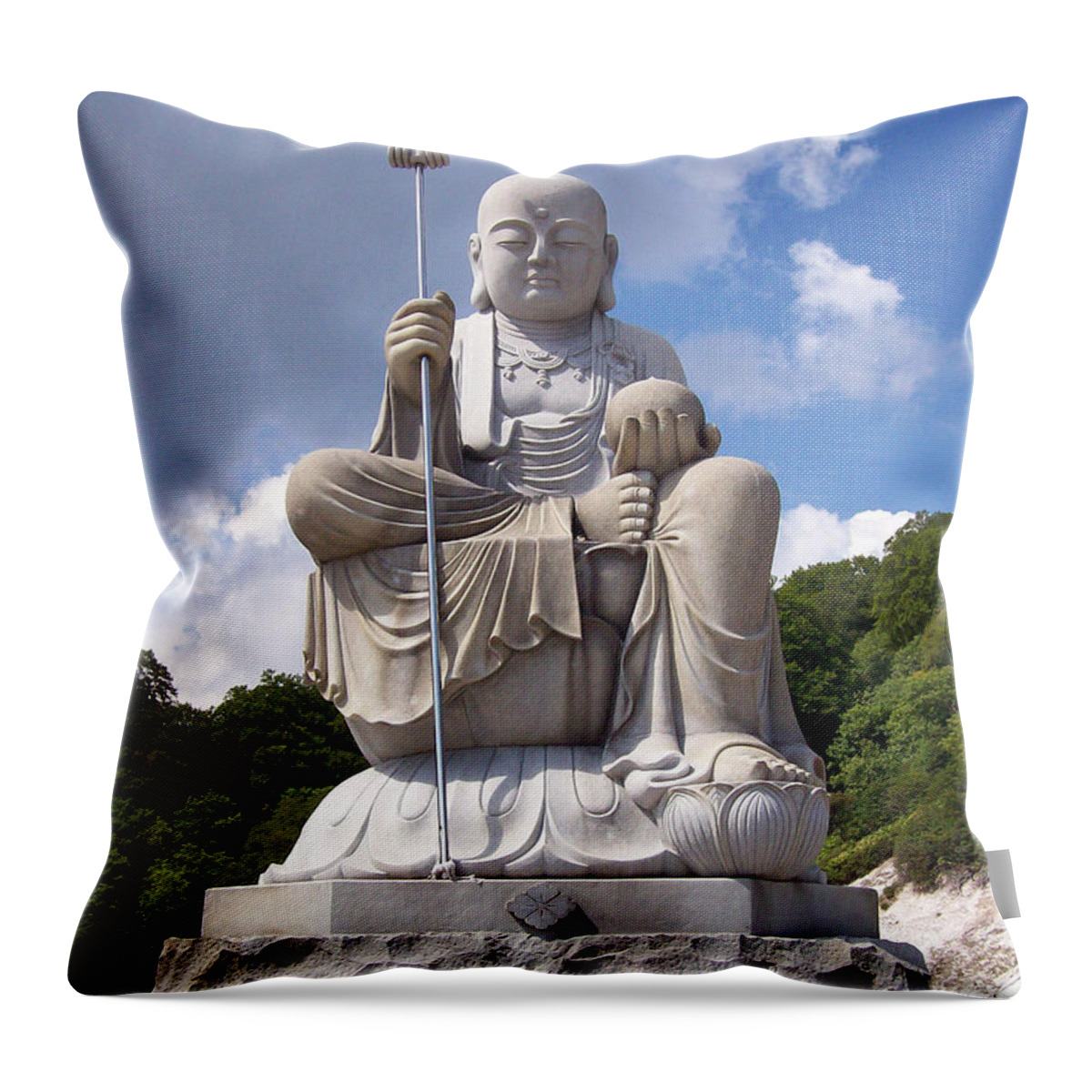 Ksitigarbha Throw Pillow featuring the photograph Ksitigarbha by Cheryl McClure