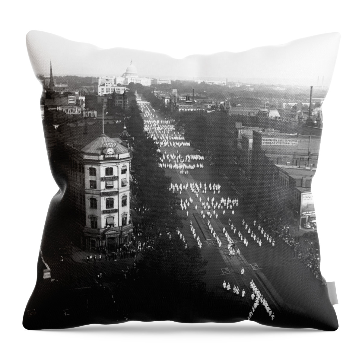 1926 Throw Pillow featuring the photograph Ku Klux Klan Parade by Underwood Archives