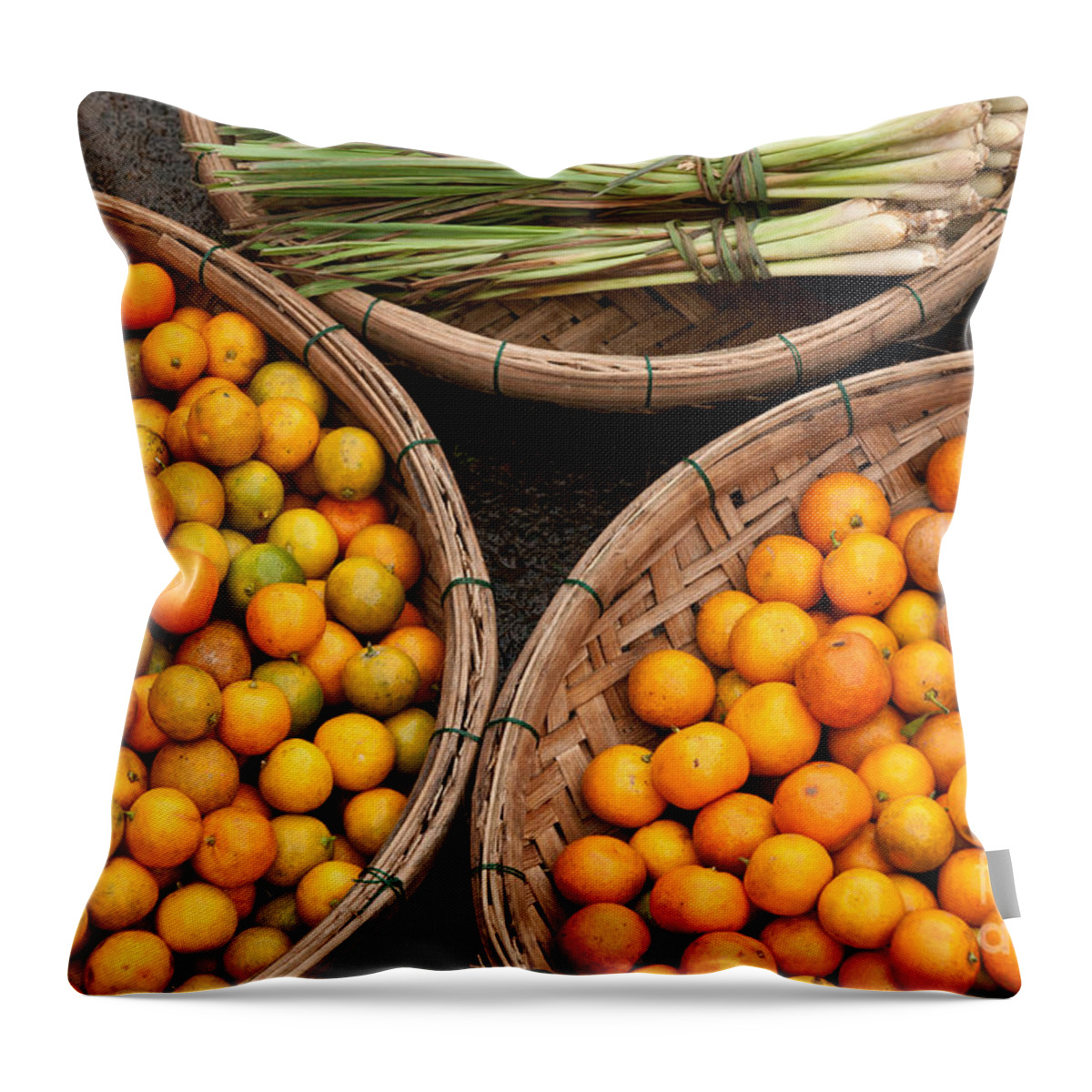 Kumquats Throw Pillow featuring the photograph Kumquats Lemongrass 01 by Rick Piper Photography