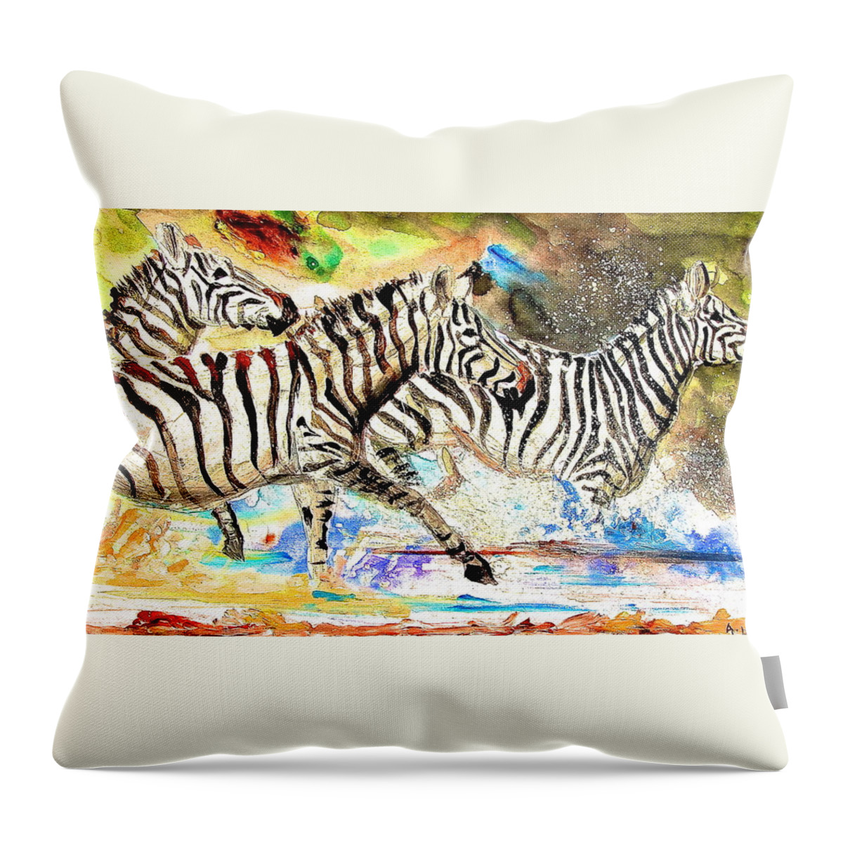 African Paintings Throw Pillow featuring the painting L 113 by Albert Lizah