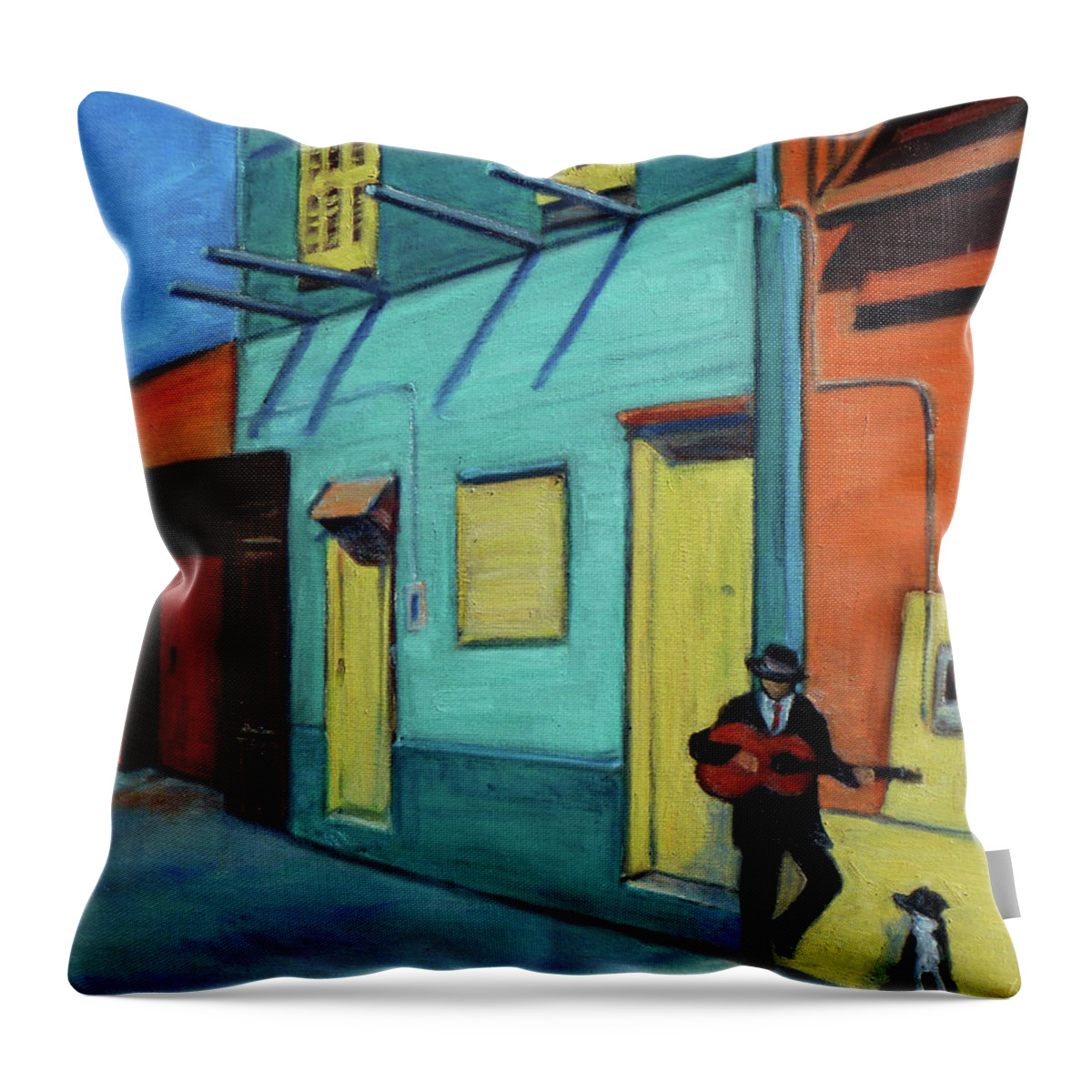Landscape Throw Pillow featuring the painting La Boca Morning II by Xueling Zou