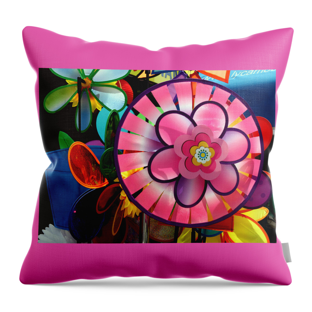 Chinatown Throw Pillow featuring the photograph Pink Pink Pinwheel by Ross Lewis