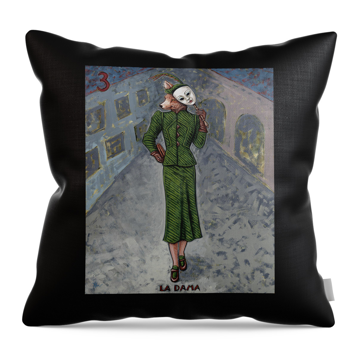 Woman Throw Pillow featuring the painting La Dama by Holly Wood