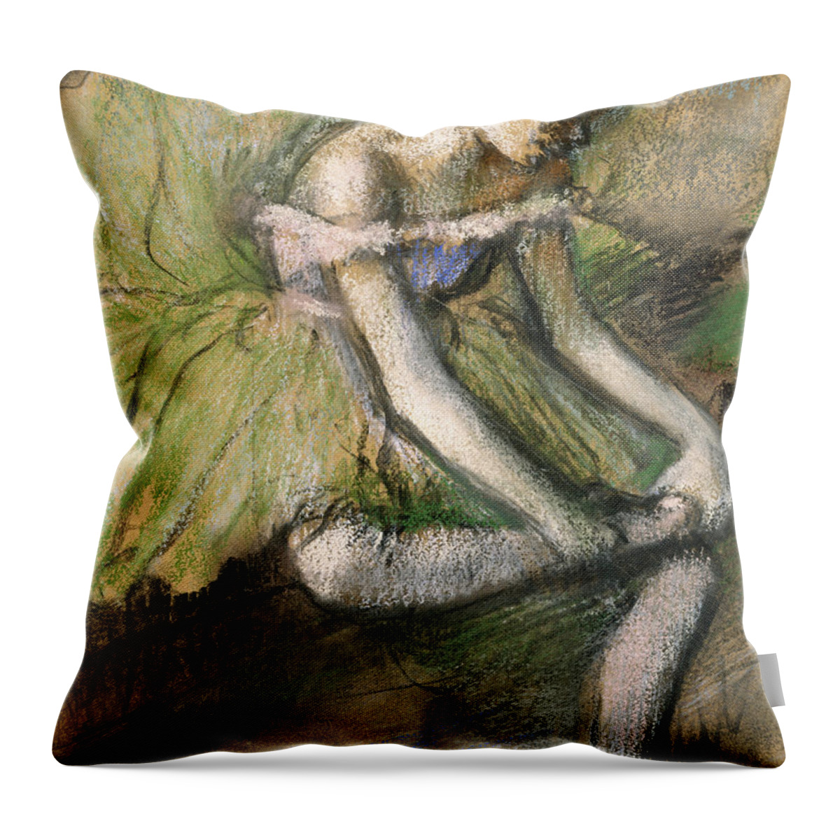 Girl Throw Pillow featuring the pastel La Jupe Verte by Edgar Degas