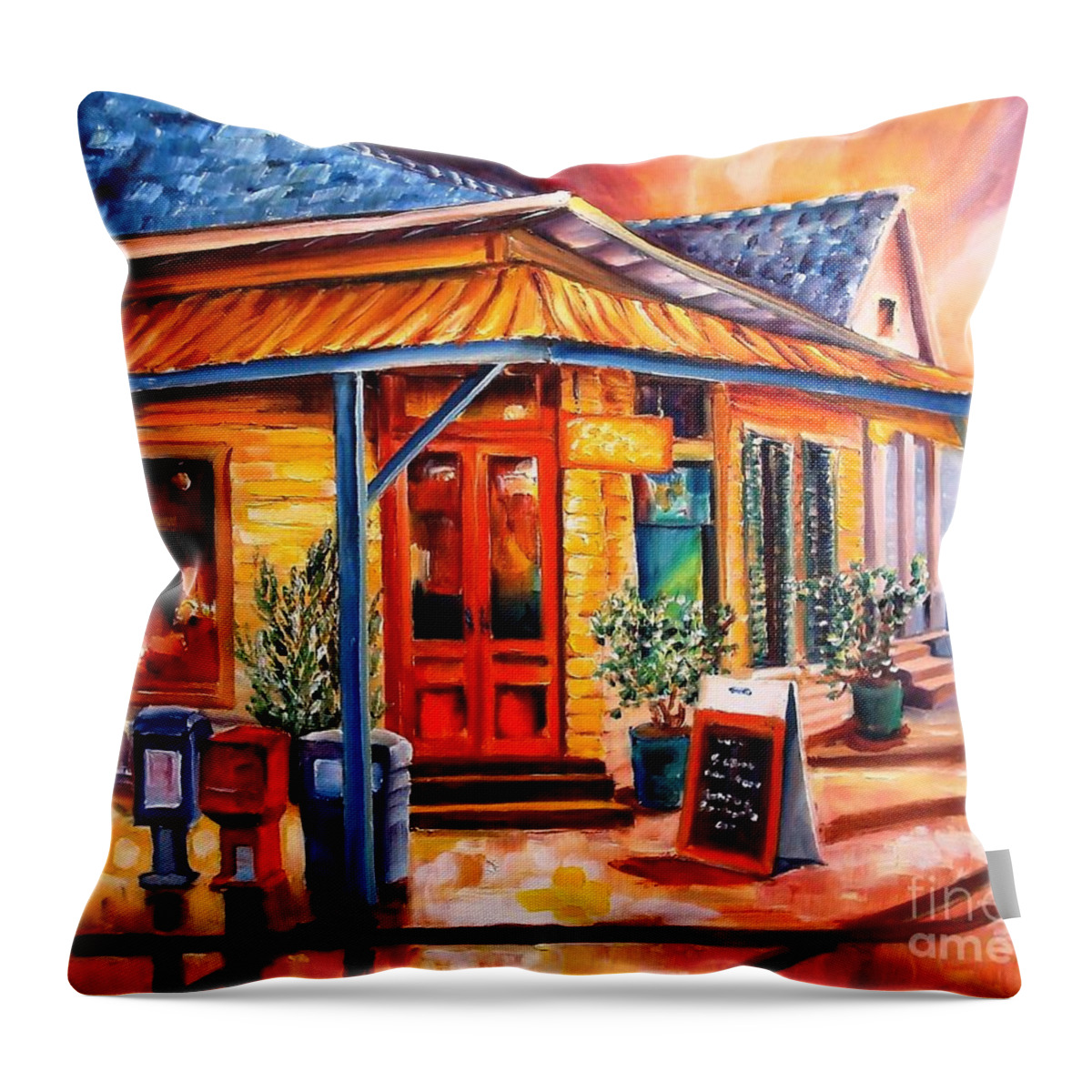 New Orleans Throw Pillow featuring the painting La Peniche in New Orleans by Diane Millsap