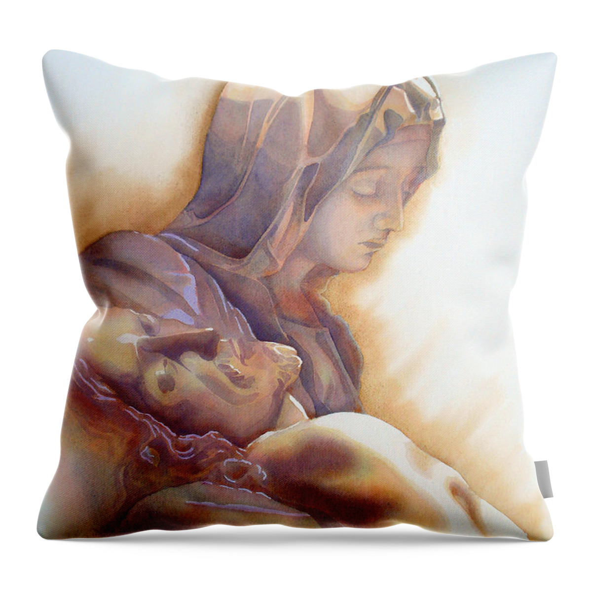  La Pieta Throw Pillow featuring the painting LA PIETA By Michelangelo #1 by J U A N - O A X A C A